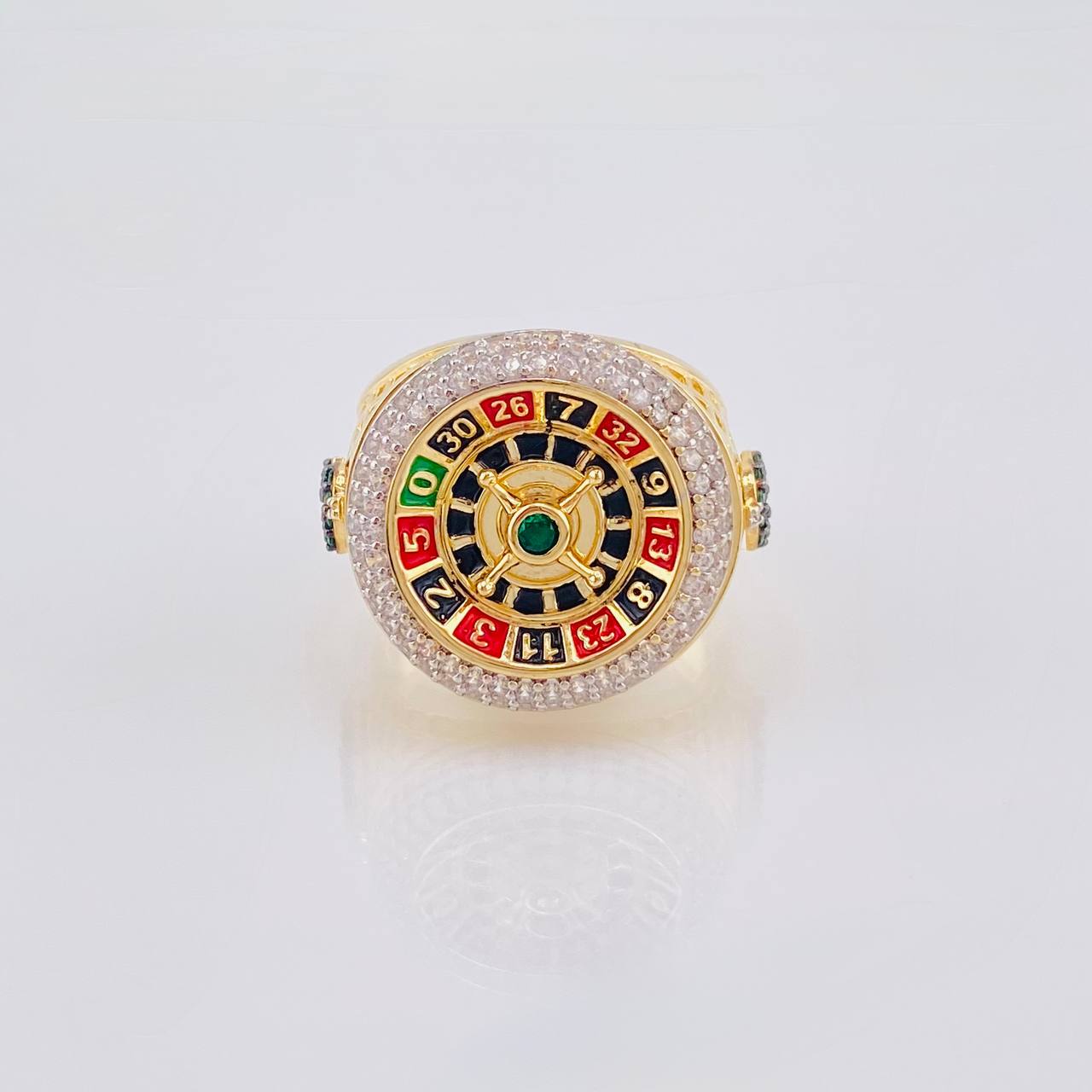 Anillo Ruleta Casino Movil 14 g / T10 1/2 Dos Oros Amarillo Blanco 18K