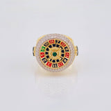 Anillo Ruleta Casino Movil 14 g / T10 1/2 Dos Oros Amarillo Blanco 18K