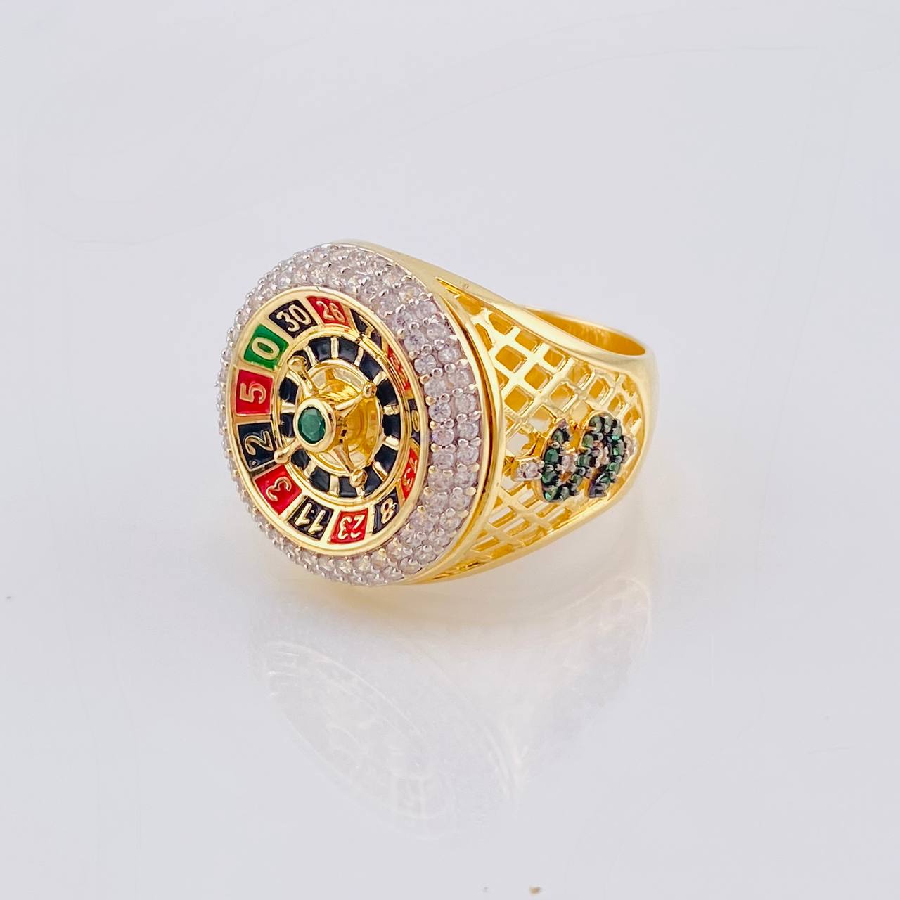 Anillo Ruleta Casino Movil 14 g / T10 1/2 Dos Oros Amarillo Blanco 18K