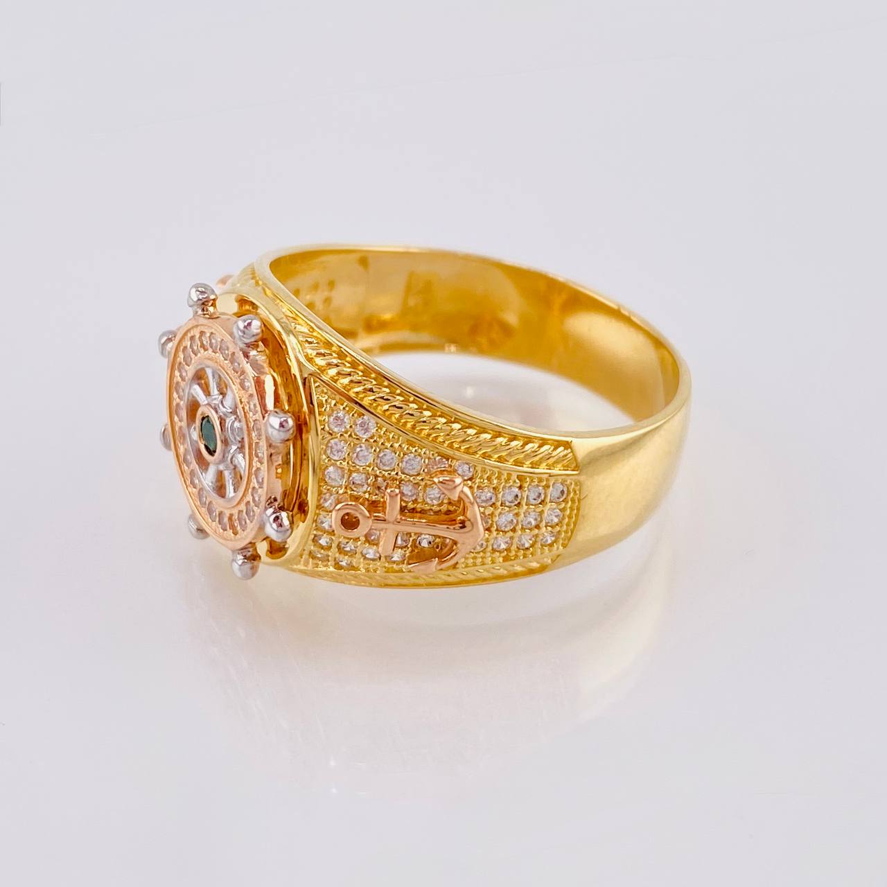 Anillo Timón Móvil 9.7 g / T11 1/4 Tres Oros 18K