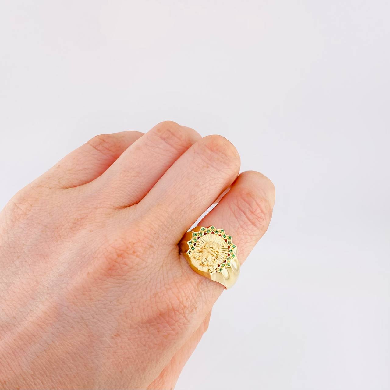 Anillo Rostro De Cristo 6.5 g / T9 1/2 Oro Amarillo 18K