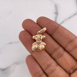 Dije Oso Corazon 7.35gr / 2.7cm / Circones Lilas Negros Oro Rosa 18K &