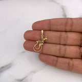 Dije Guitarra Abstracta 1.25gr / 2.3cm / Circones Negros Oro Amarillo 18K $
