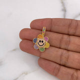 Dije Flor Animada 4.35gr / 2.5cm / Circones Colores Dos Oros Amarillo Rosa 18K $