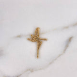 Dije Cruz Fe 1.9gr / 2.7cm / Circones Blancos Oro Amarillo 18K &