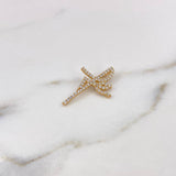 Dije Cruz Fe 1.9gr / 2.7cm / Circones Blancos Oro Amarillo 18K &