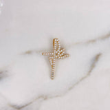 Dije Cruz Fe 1.9gr / 2.7cm / Circones Blancos Oro Amarillo 18K &