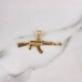 Dije Arma Fusil 3.5gr / 4.4cm / Circones Negros Oro Amarillo 18K $