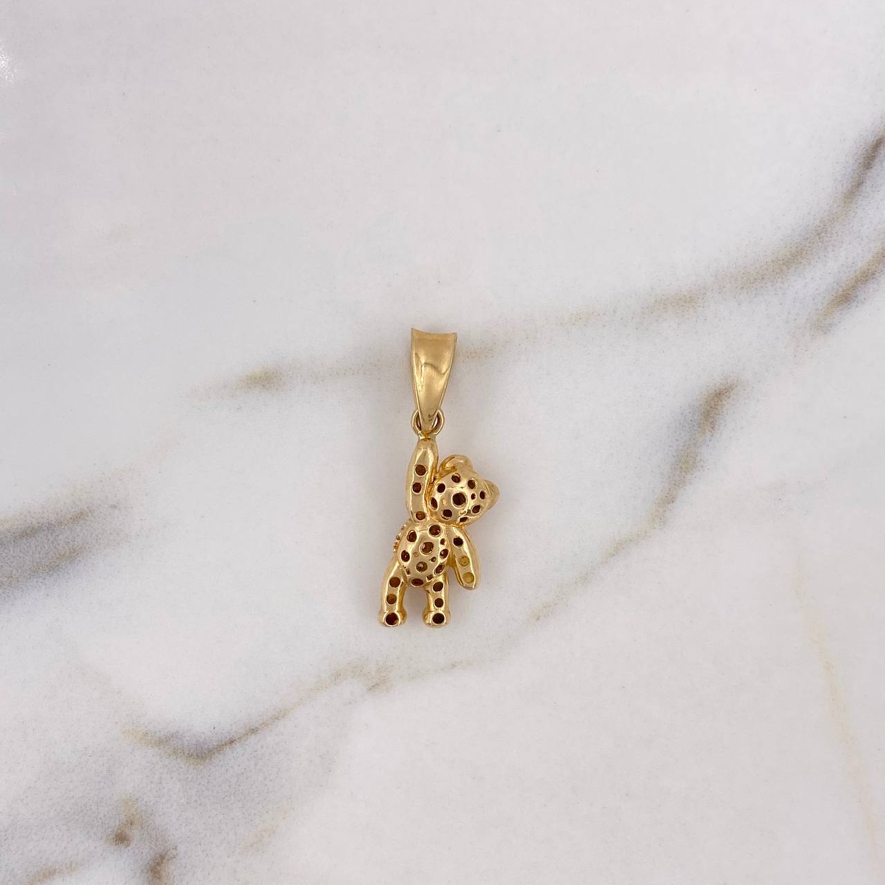 Dije Oso 3.05gr / 3.1cm / Circones Blancos Negros Oro Amarillo 18K #