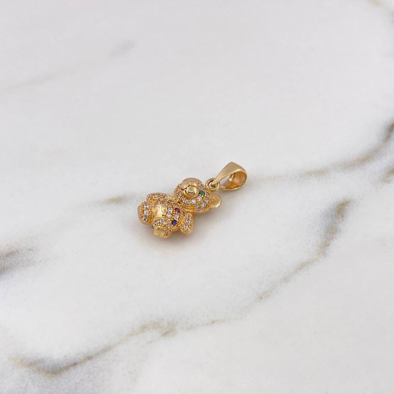 Dije Oso 3.4gr / 2.5cm / Circones Colores Oro Amarillo 18K $