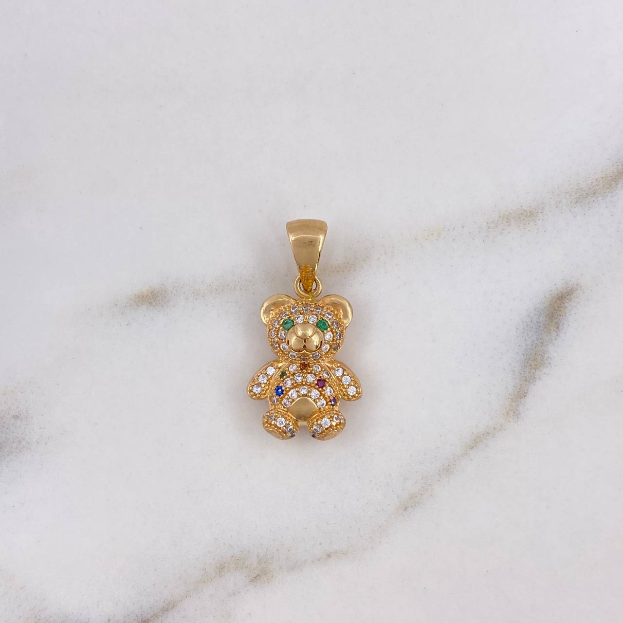 Dije Oso 3.4gr / 2.5cm / Circones Colores Oro Amarillo 18K $