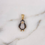 Dije Pingüino 3.8gr / 2.7cm / Circones Blancos Negros Dos Oros Amarillo Blanco 18K #