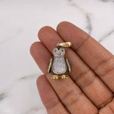 Dije Pingüino 9.35gr / 3.4cm / Circones Blancos Negros Dos Oros Amarillo Blanco 18K $