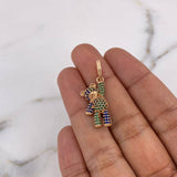 Dije Oso 2.95gr / 3.1cm / Circones Negros-Azules-Verdes Oro Rosa 18K #