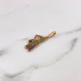 Dije Oso 2.95gr / 3.1cm / Circones Negros-Azules-Verdes Oro Rosa 18K #