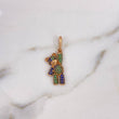 Dije Oso 2.95gr / 3.1cm / Circones Negros-Azules-Verdes Oro Rosa 18K #