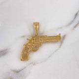 Dije Pistola 10gr / 4.7cm / Circones Blancos Negros Dos Oros Amarillo Blanco 18K #