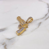 Dije Pistola 10gr / 4.7cm / Circones Blancos Negros Dos Oros Amarillo Blanco 18K #