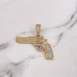 Dije Pistola 10gr / 4.7cm / Circones Blancos Negros Dos Oros Amarillo Blanco 18K #
