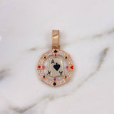 Dije Cartas Poker 6.25gr / 3.6cm / As De Pica y Corazón Circones Blancos-Negros-Fucsias Dos Oros Blanco Rosa 18K #