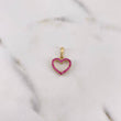 Dije Silueta Corazon 1.5gr / 2cm / Doble Faz Circones Fucsias Blancos Oro Amarillo 18K #