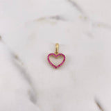 Dije Silueta Corazon 1.5gr / 2cm / Doble Faz Circones Fucsias Blancos Oro Amarillo 18K #