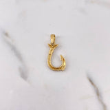 Dije Anzuelo 1.4gr / 2.7cm / Circones Blancos Oro Amarillo 18K $