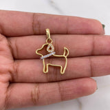 Dije Silueta Perro 3.2gr / 2.7cm / Circones Blancos Dos Oros Amarillo Blanco 18K $