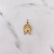 Dije Herradura Caballo 1.9gr / 2.2cm / Circones Blancos Oro Amarillo 18K #