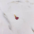 Dije Corazon 0.5gr / 1.3cm / Circones Fucsias Oro Amarillo 18K #