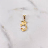 Dije Letra G Corona 1.75gr / 2.6cm / Circones Blancos Oro Amarillo 18K #