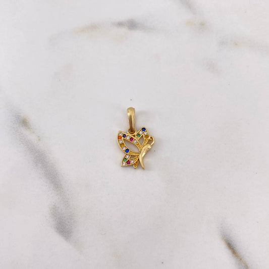 Dije Mariposa 1.3gr / 1.9cm / Circones Colores Oro Amarillo 18K $