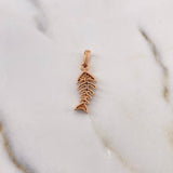 Dije Pez Esqueleto 1.9gr / 2.5cm / Circones Blancos Dos Oros Blanco Rosa 18K $