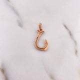 Dije Anzuelo 1.3gr / 2.7cm / Circones Negros Oro Rosa 18K $