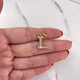 Dije Letra L 2.85gr / 2.1cm / Circones Blancos Oro Rosa 18K $