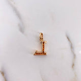 Dije Letra L 2.85gr / 2.1cm / Circones Blancos Oro Rosa 18K $