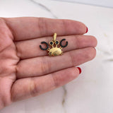 Dije Cangrejo 2.05gr / 2cm / Circones Negros Oro Amarillo 18K &