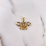 Dije Cangrejo 2.05gr / 2cm / Circones Negros Oro Amarillo 18K &