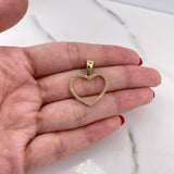 Dije Silueta Corazon 1.75gr / 2.5cm / Circones Blancos Oro Amarillo 18K #