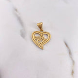 Dije Silueta Corazon 3.3gr / 2.9cm / Circones Blancos Dos Oros Amarillo Blanco 18K $