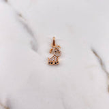 Dije Perro 1.55gr / 2.1cm / Circones Negros Blancos Oro Rosa 18K #
