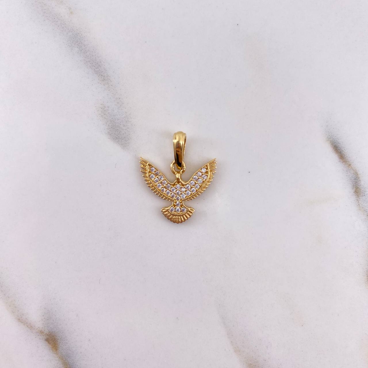 Dije Colibri 1.55gr / 1.8cm / Circones Blancos Oro Amarillo 18K #