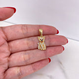 Dije Gato 1.95gr / 2.4cm / Circones Cafes Blancos Oro Amarillo 18K $