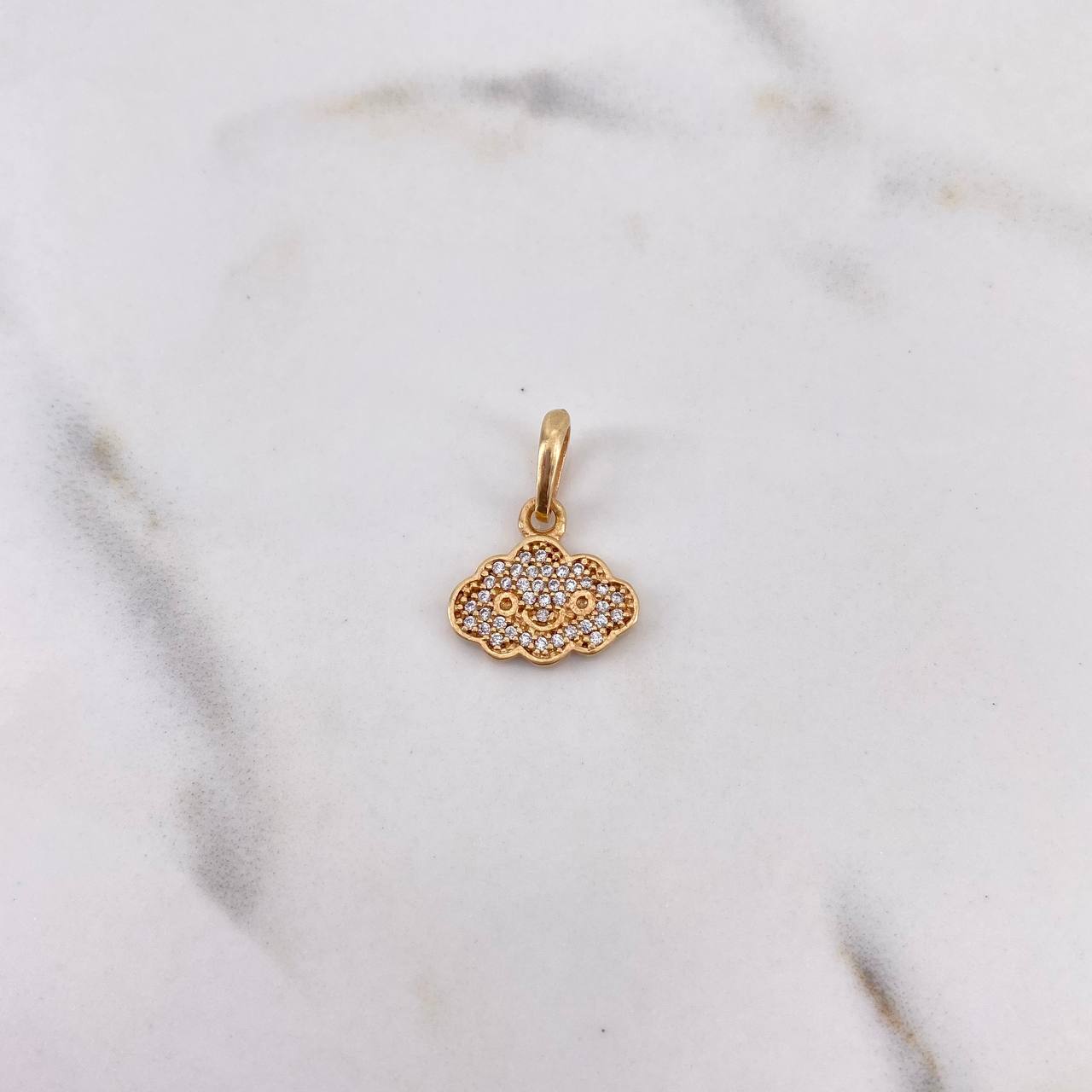 Dije Nube 1.45gr / 1.9cm / Circones Blancos Oro Amarillo 18K $