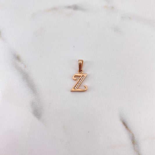 Dije Letra Z 0.9gr / 1.7cm / Circones Blancos Oro Rosa 18K $