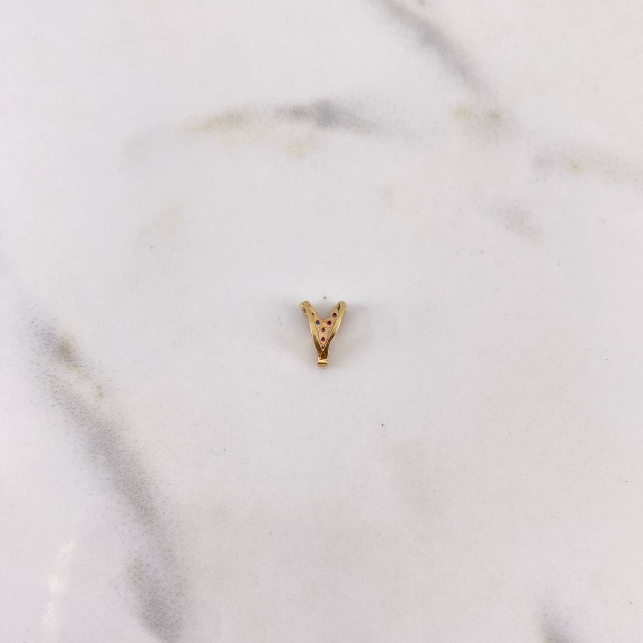 Dije Letra Y 0.3gr / 0.8cm / Circones Colores Oro Amarillo 18K $