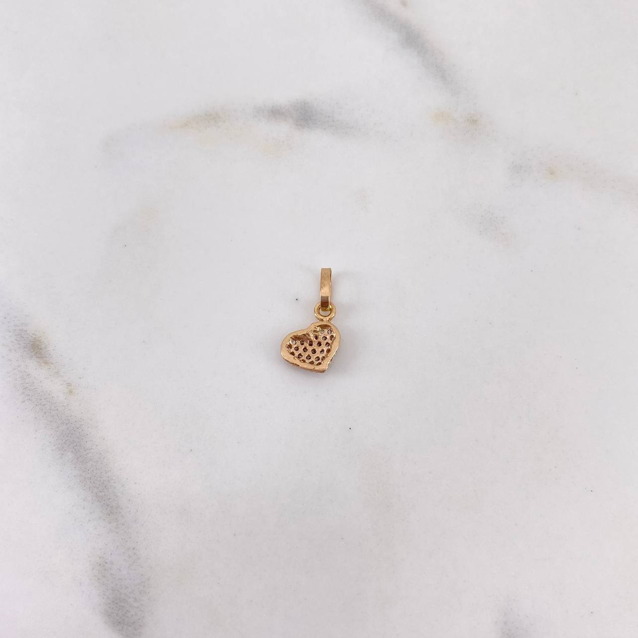 Dije Corazon 0.45gr / 1.4cm / Circones Blancos Oro Rosa 18K #