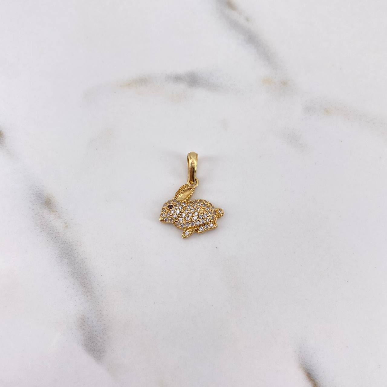 Dije Conejo 1.5gr / 2cm / Circones Cafe Blancos Oro Amarillo 18K $
