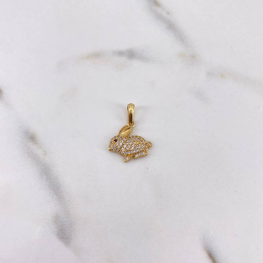 Dije Conejo 1.5gr / 2cm / Circones Cafe Blancos Oro Amarillo 18K $