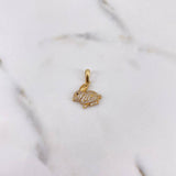 Dije Conejo 1.5gr / 2cm / Circones Cafe Blancos Oro Amarillo 18K $